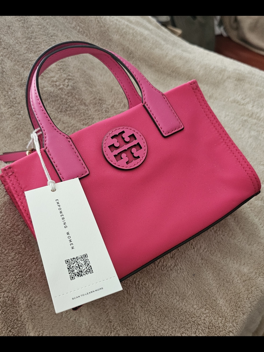 NWT Tory Burch Hot Pink Mini Ella Nylon Crossbody